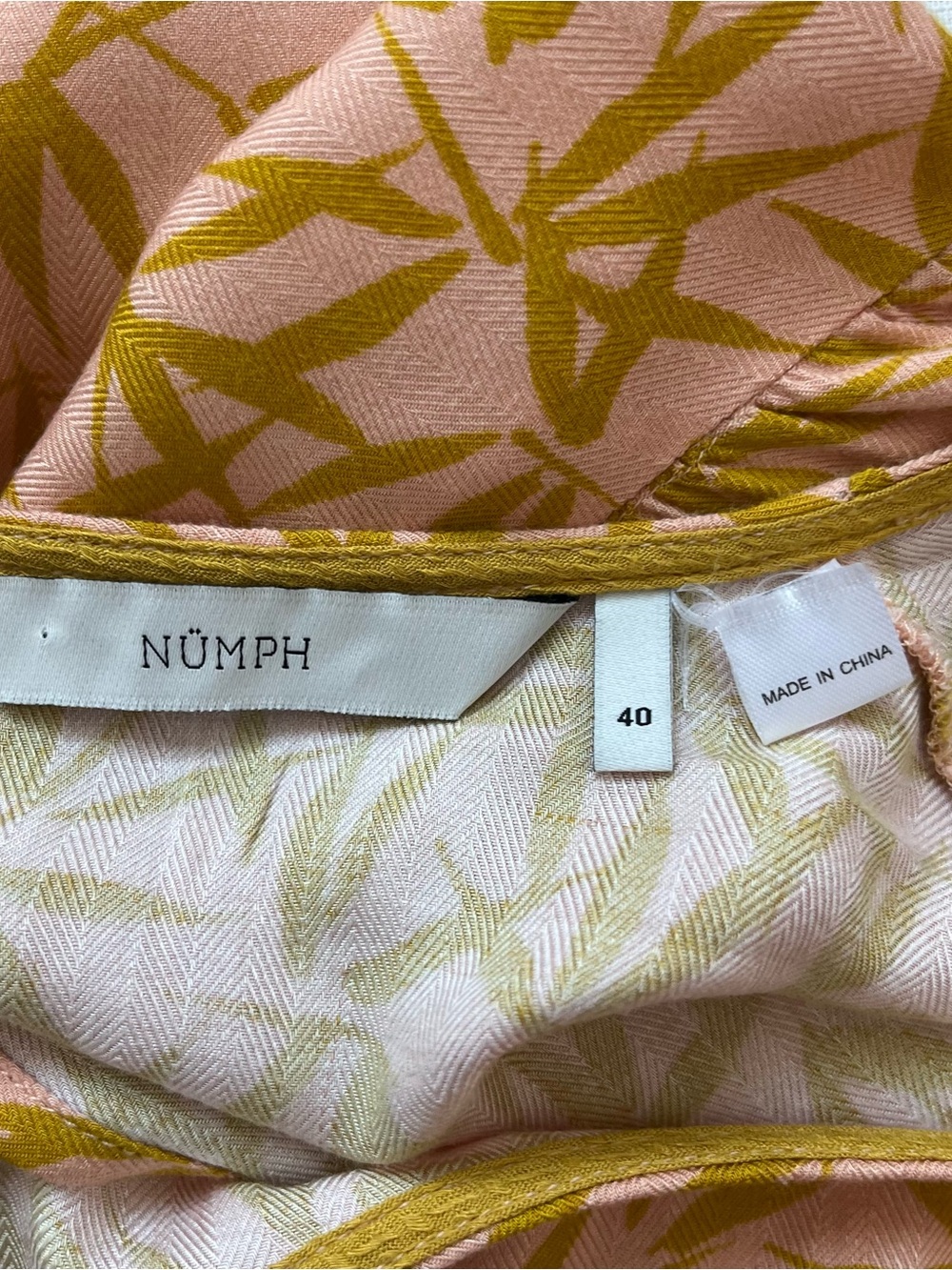 Numph Kismet dress Women's Pink Midi  with Mustard Leaf Print - Picture 7 of 12